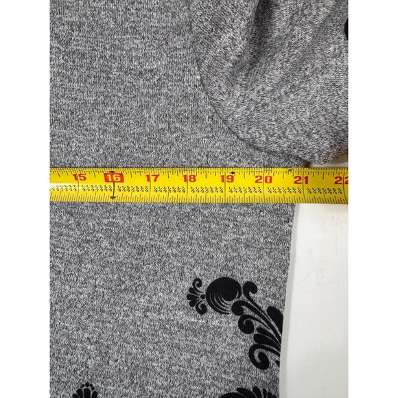 NWT Indigo Soul Floral Scroll Print Cowl Neck Grey Tunic Womens L Stretch Hi-Lo - Picture 10 of 16